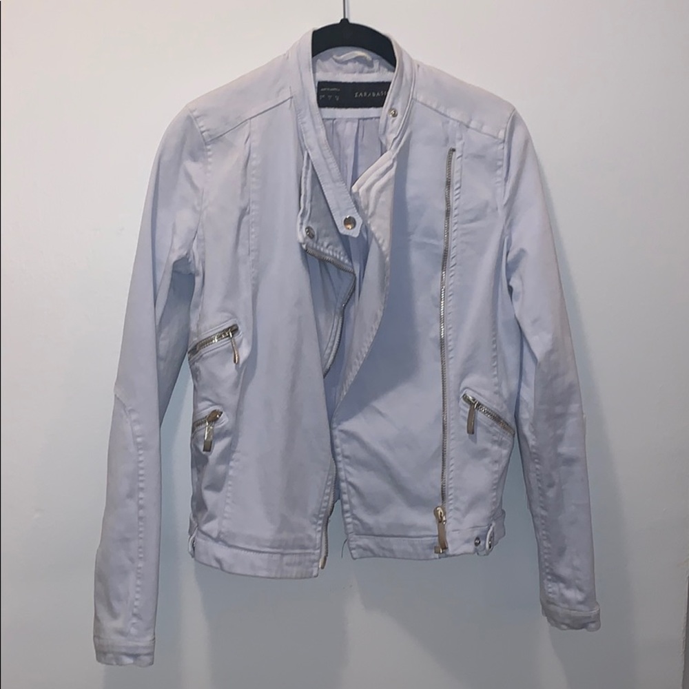 Pale Blue Moto Jacket